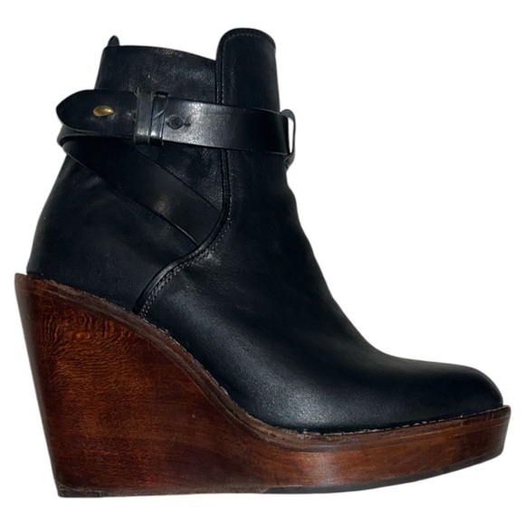 Rag & Bone Black & Brown Emery Wedge Boots- - Picture 7 of 14